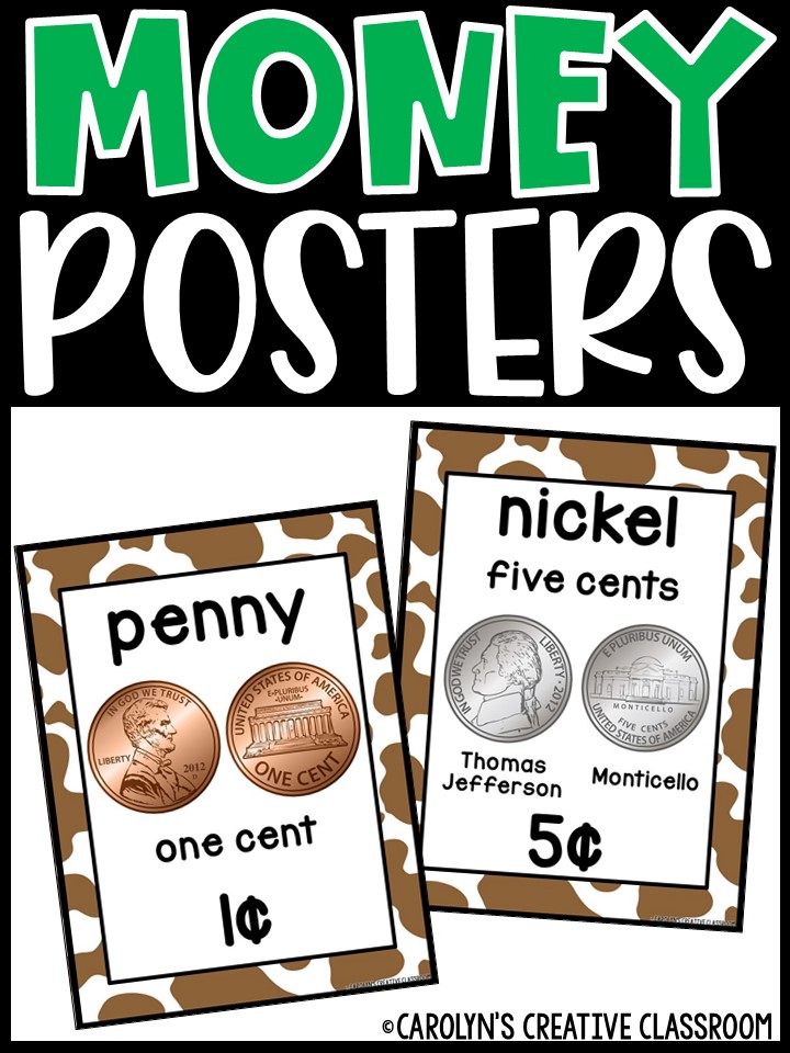 US Money Posters - Coin and Dollar Posters | Cowboy 6 Classroom Decor