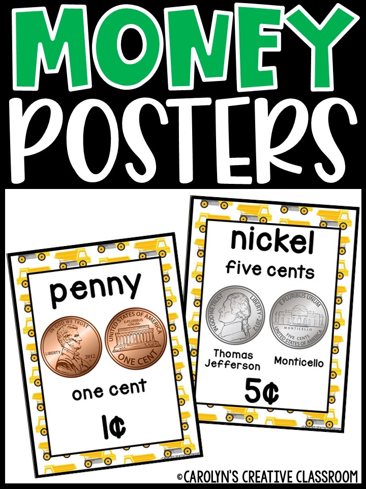 US Money Posters - Coin and Dollar Posters | Construction 2 Classroom Decor