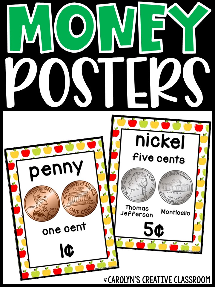 US Money Posters - Coin and Dollar Posters | Apple Classroom Decor