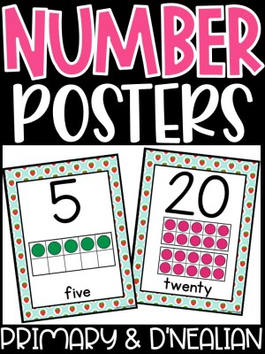 Number Posters | Strawberry Classroom Decor