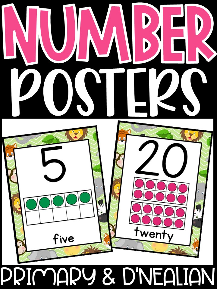 Number Posters | Safari 4 Classroom Decor