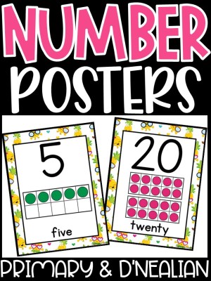 Number Posters | Pineapple 1 Classroom Decor
