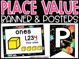 Place Value Posters and Banners | Neon Black Classroom Decor