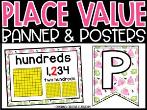 Place Value Posters and Banners | Watermelon 1 Classroom Decor