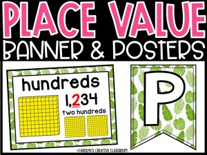 Place Value Posters and Banners | Tropical Leaves 1 Classroom Decor
