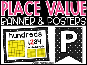 Place Value Posters and Banners | Black and white Polka Dots 2 Classroom Decor