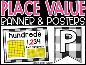 Place Value Posters and Banners | Plaid Black Classroom Decor