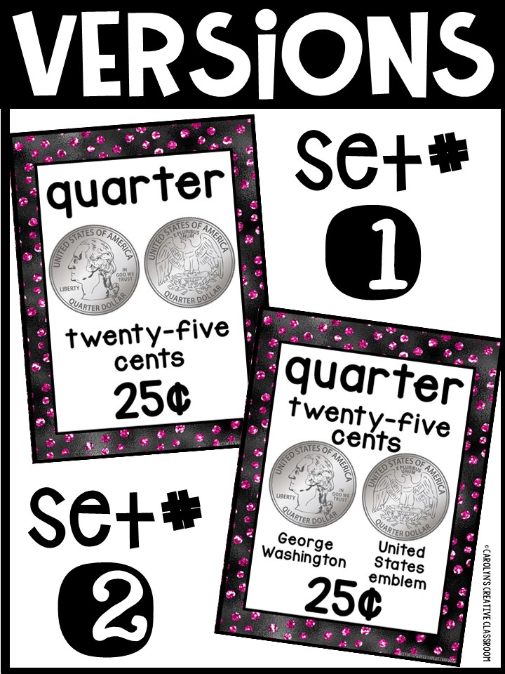US Money Posters - Coin and Dollar Posters | Black and Pink Classroom Decor - Image 2