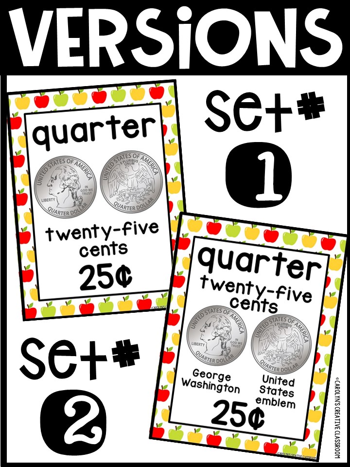 US Money Posters - Coin and Dollar Posters | Apple Classroom Decor - Image 2