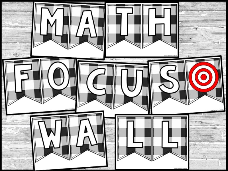 Plaid Black Math Focus Wall and Banner
