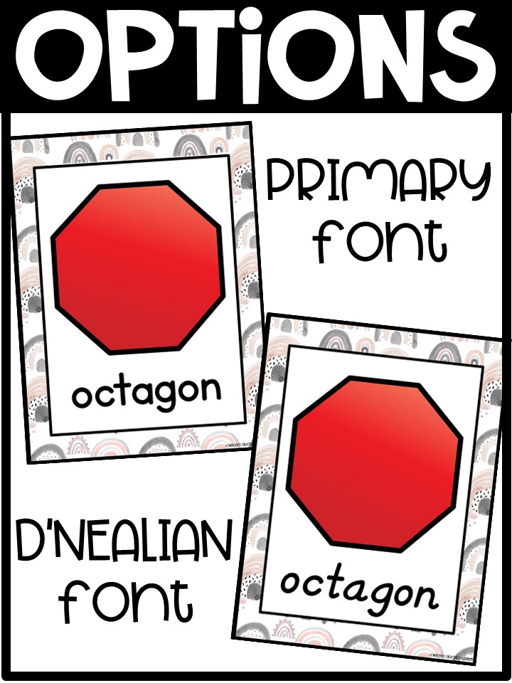 Shape Posters | Boho Rainbow 3 Classroom Decor - Image 2