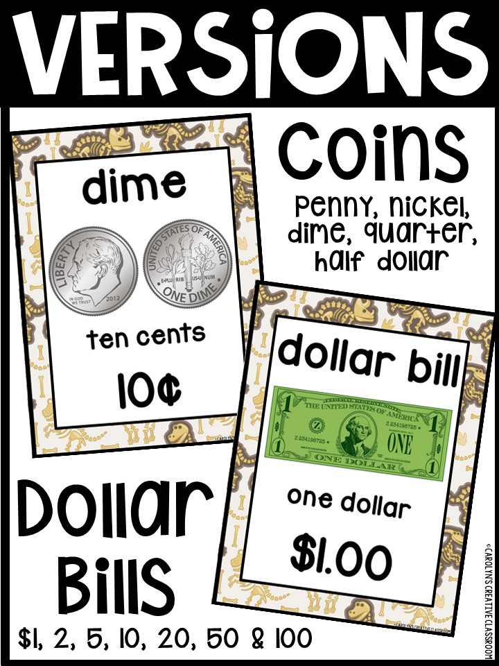 US Money Posters - Coin and Dollar Posters | Dinosaur 2 Classroom Decor - Image 3