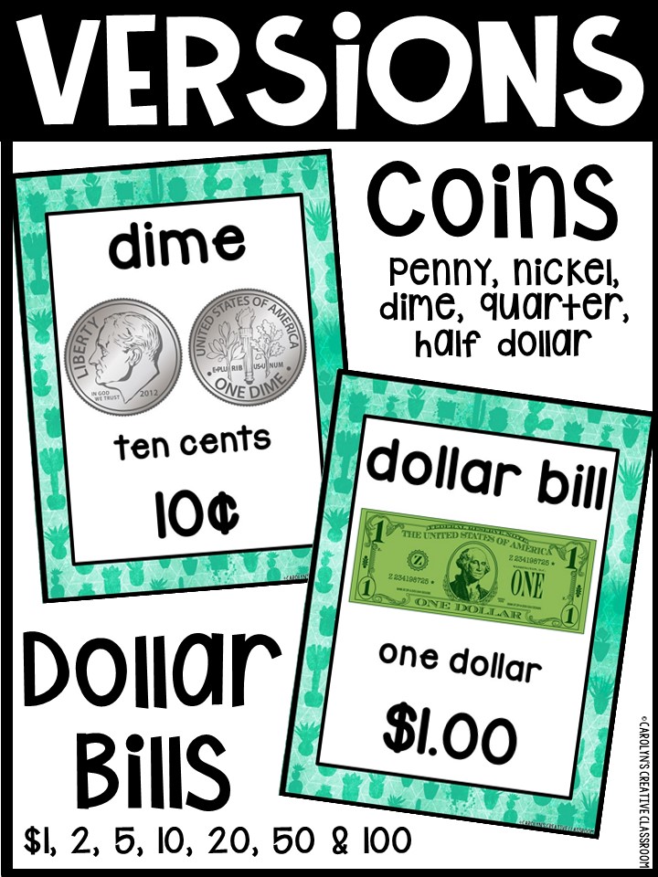 US Money Posters - Coin and Dollar Posters | Cactus 3 Classroom Decor - Image 3