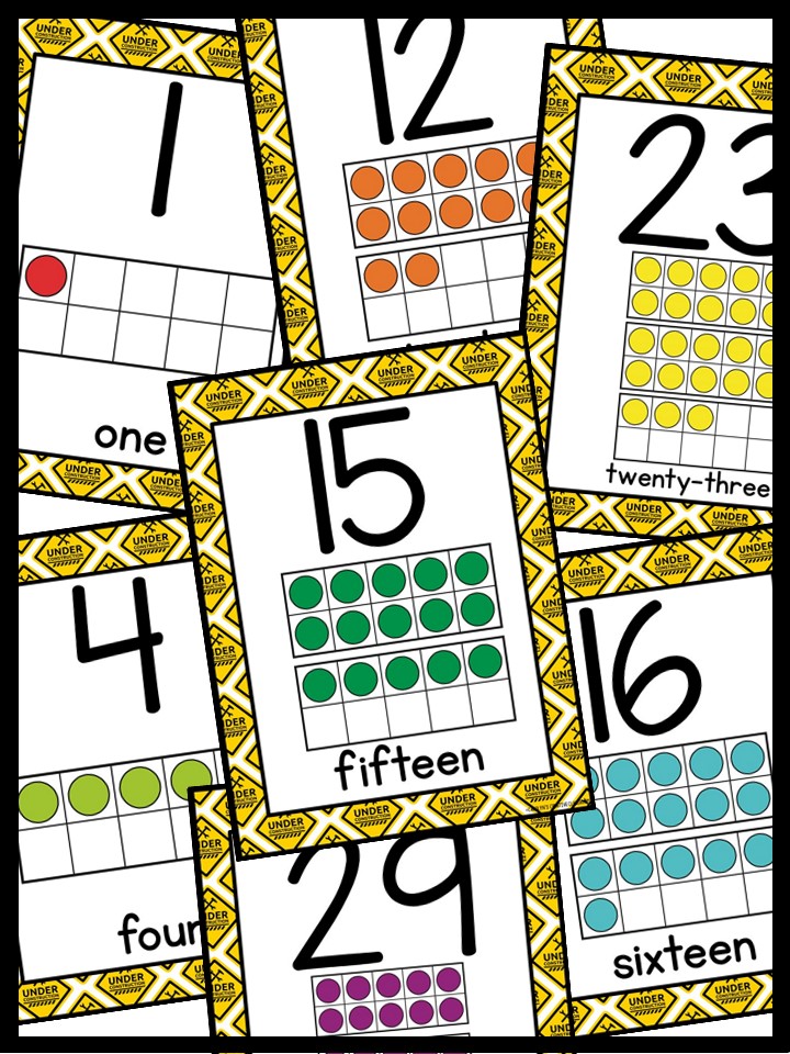 Number Posters | Construction 6 Classroom Decor - Image 3