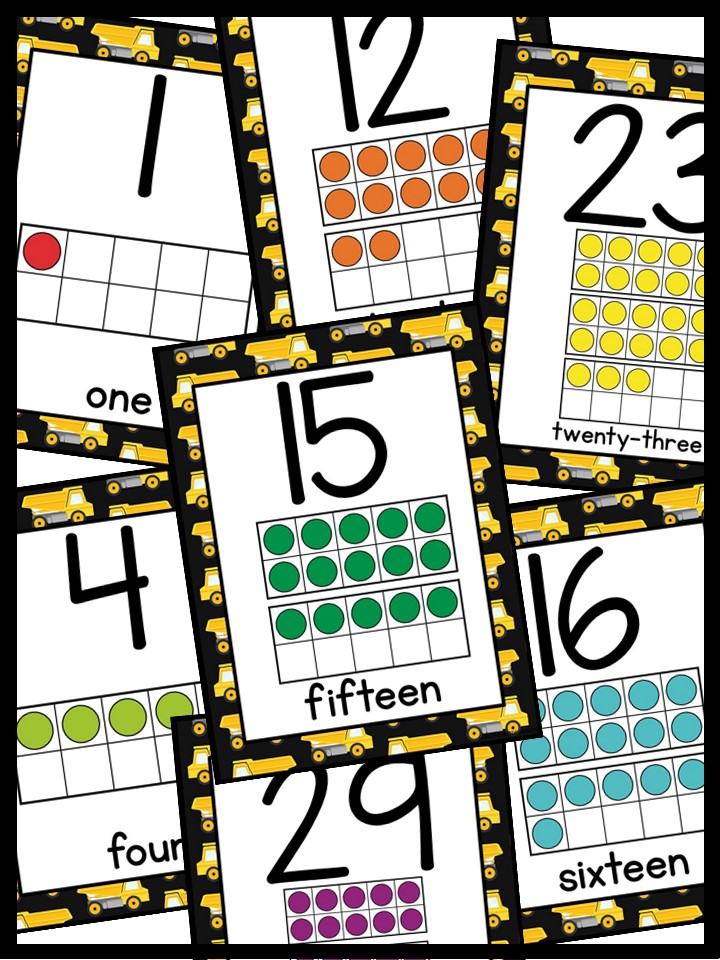 Number Posters | Construction 3 Classroom Decor - Image 3