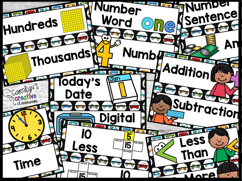 Driving 2 Math Focus Wall and Banner