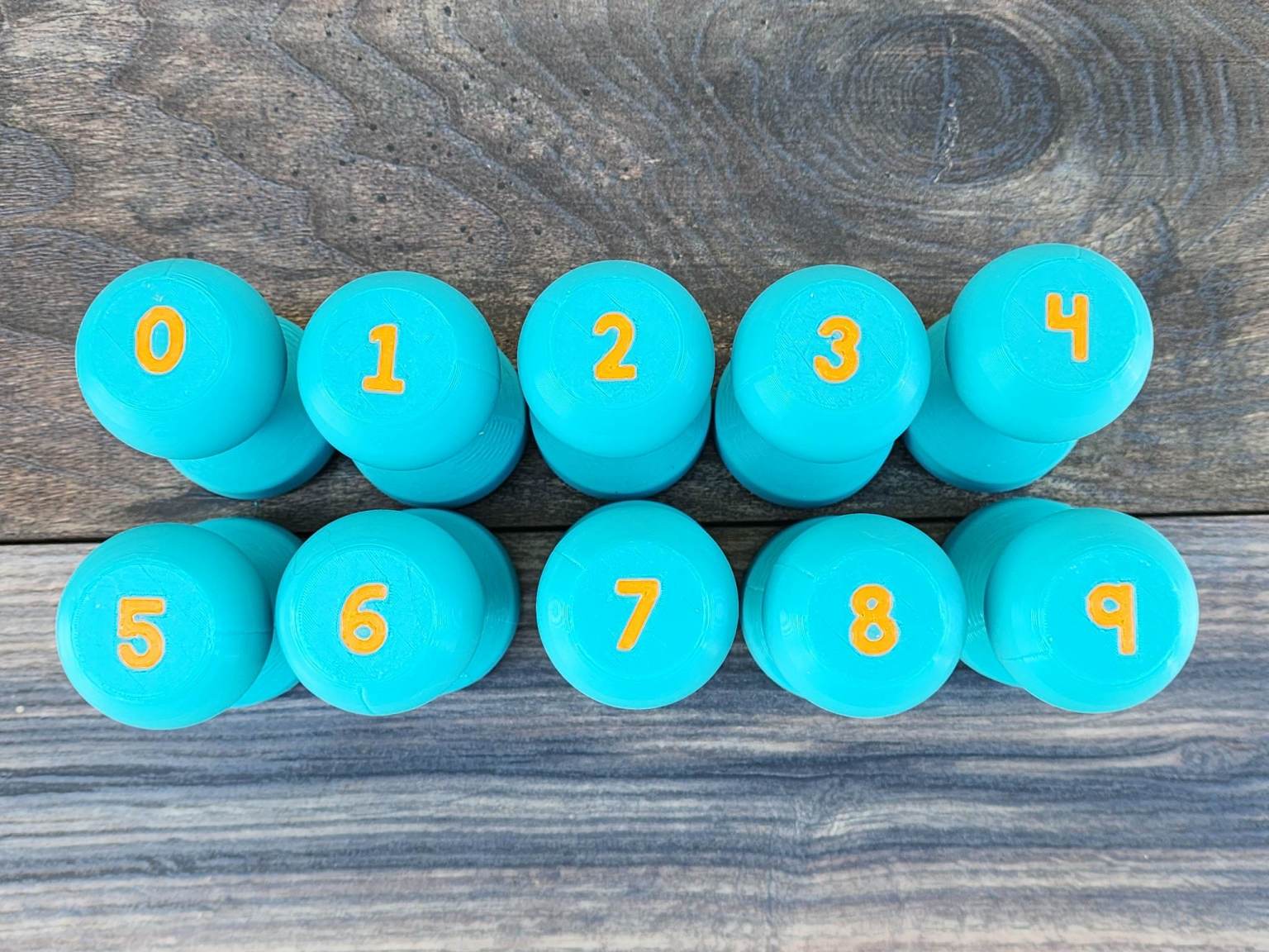 Number Dough Stampers [Hard Good] – Numbers 0-9 (Teal/Orange)