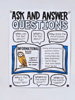 Ask and Answer Questions Anchor Chart [Hard Good] - Option #1 Informational Text