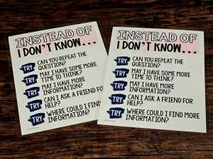 MINI Anchor Charts: Instead of I Don't Know #1