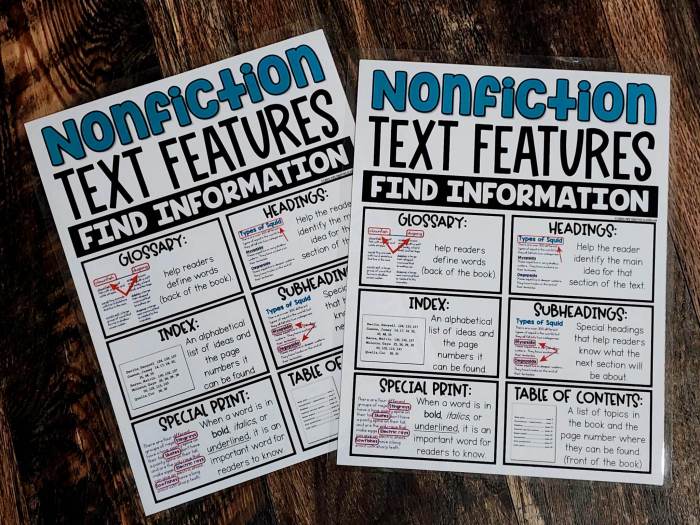 MINI Anchor Charts: Nonfiction Text Features #1