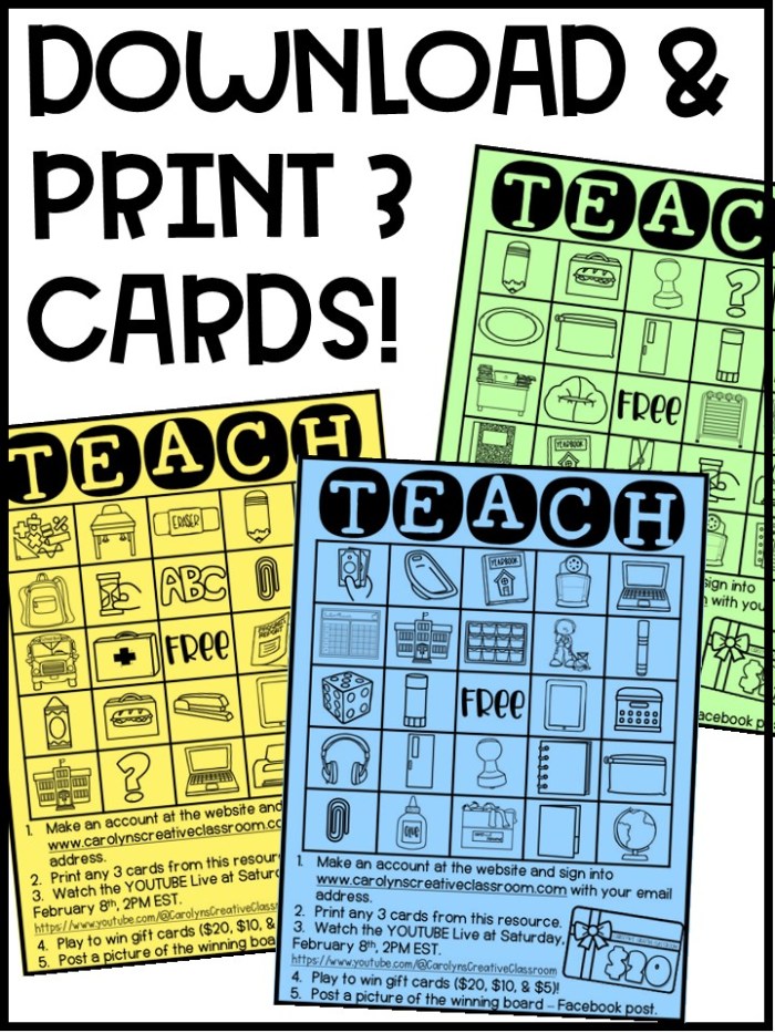 Teacher BINGO – Download & Print your cards!