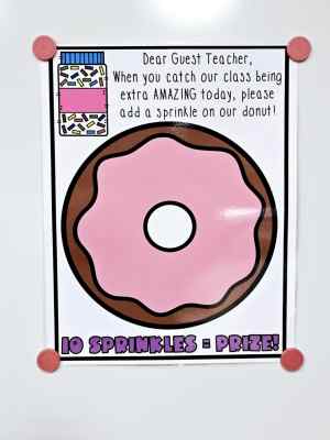 Sub Guest Teacher Incentive Chart: Donut Sprinkles [Hard Good] - Option 2 (No eyes on Donut)