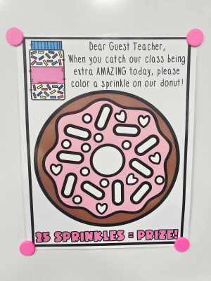 Sub Guest Teacher Incentive Chart: Donut Sprinkles [Hard Good] - Option 5 (Color 25 sprinkles)