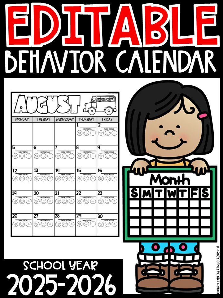 Editable Behavior Chart 2025-2026