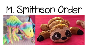 M. Smithson Order: 1 medium T Rex & 1 small sloth