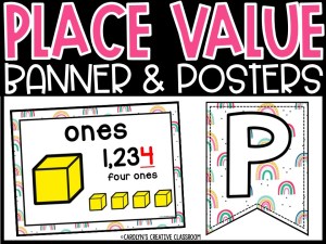 Place Value Posters and Banners | Boho Rainbow #6 Classroom Decor