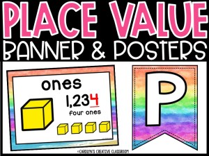 Place Value Posters and Banners | Beach Rainbow Classroom Decor