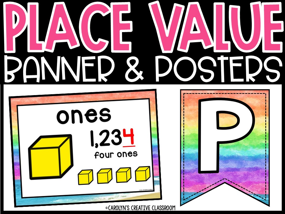 Place Value Posters and Banners | Beach Rainbow Classroom Decor