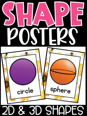 Shape Posters | Bees & Sunflower Classroom Decor