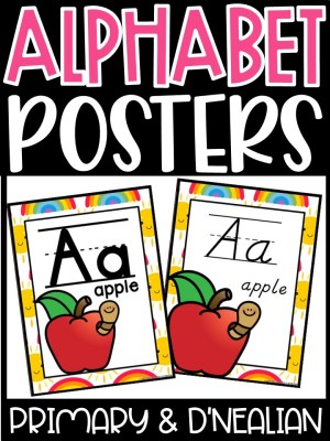 Alphabet Posters - Rainbow & Sunshine Classroom Decor