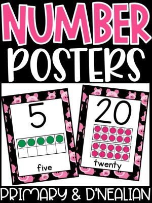 Number Posters | Pigs #2 Classroom Decor