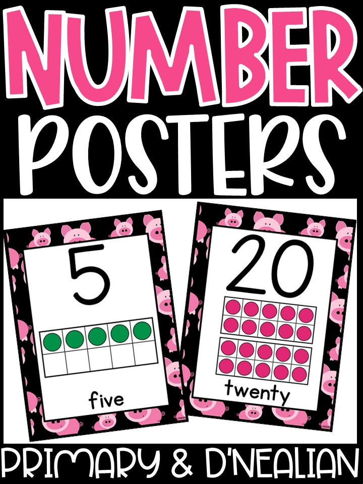 Number Posters | Pigs #2 Classroom Decor