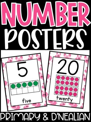 Number Posters | Pigs #1 Classroom Decor