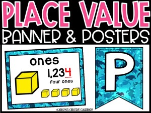Place Value Posters and Banners | Sea Turtle #3 Classroom Decor