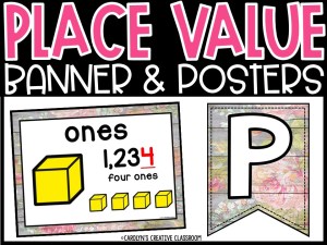 Place Value Posters and Banners | Floral & Shiplap Classroom Decor