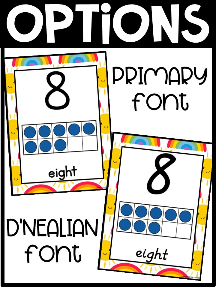 Number Posters | Rainbow & Sunshine Classroom Decor - Image 2