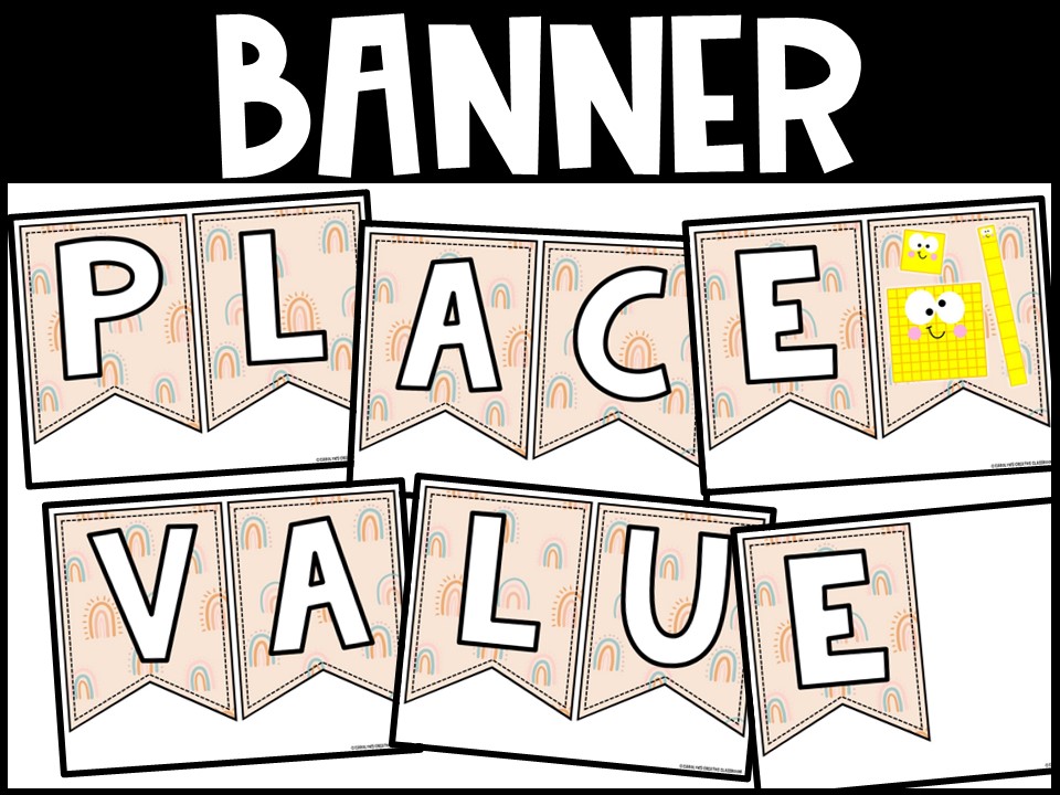 Place Value Posters and Banners | Boho Rainbow #8 Classroom Decor - Image 2